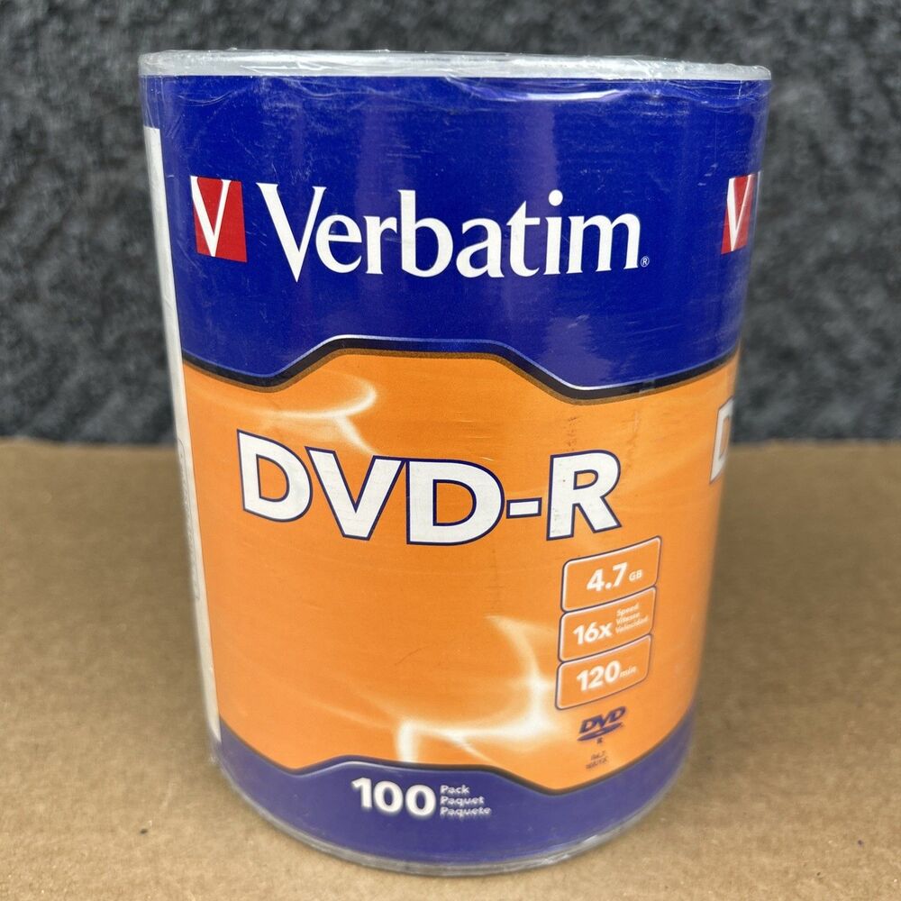100 VERBATIM 16X DVD DVD-R 4.7GB Branded/ Logo Media Disc 96525